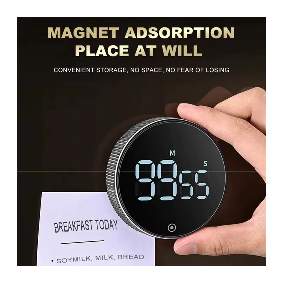 Magnetischer digitaler Küchentimer von dinrgo in Schwarz als manueller Countdown-Wecker und Stoppuhr für Küche, Dusche oder Studium - Bild 2