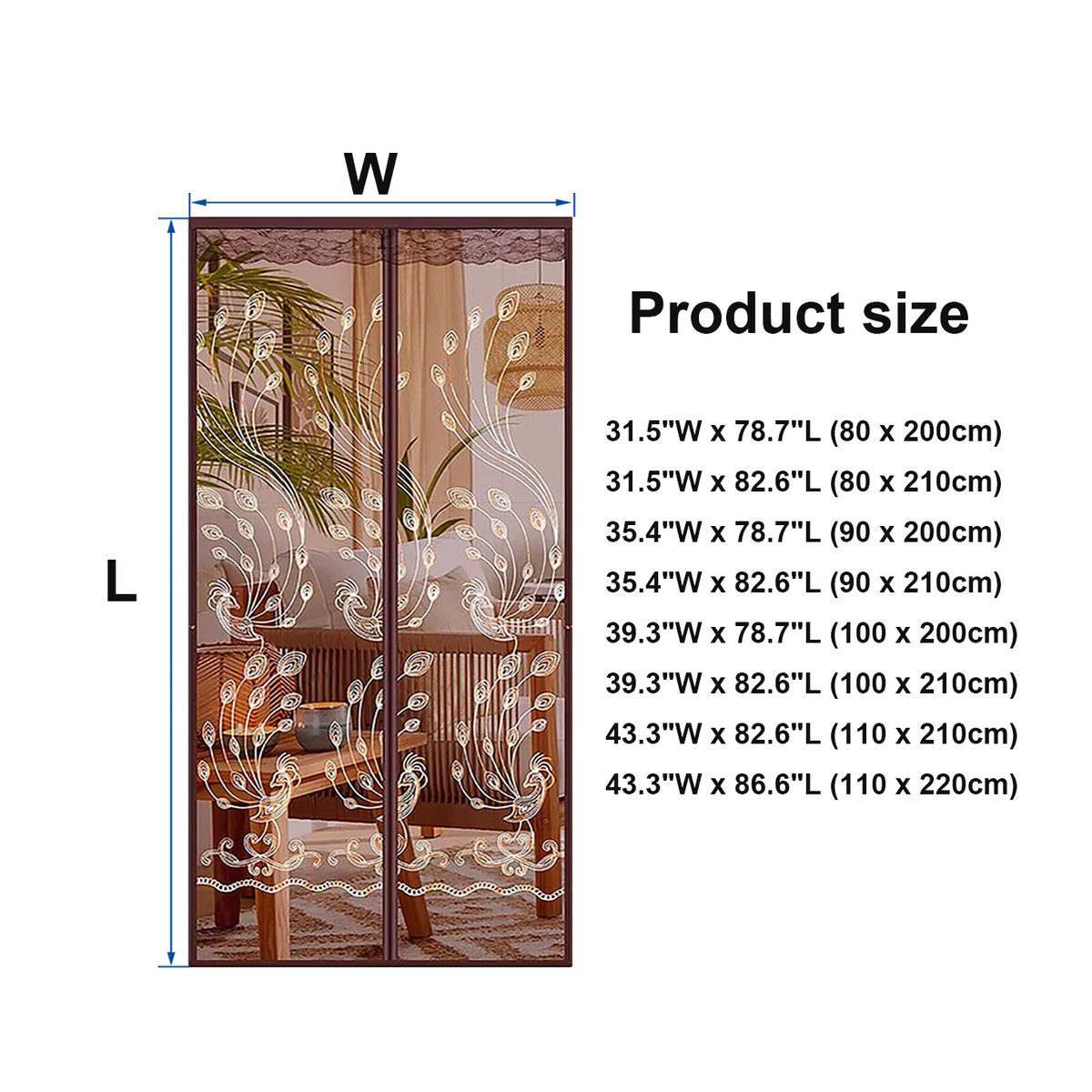 Magnetischer Sichtschutz-Türvorhang von JYMCW aus Polyester in Braun, mücken- und insektensicherer Türschutz - Bild 3