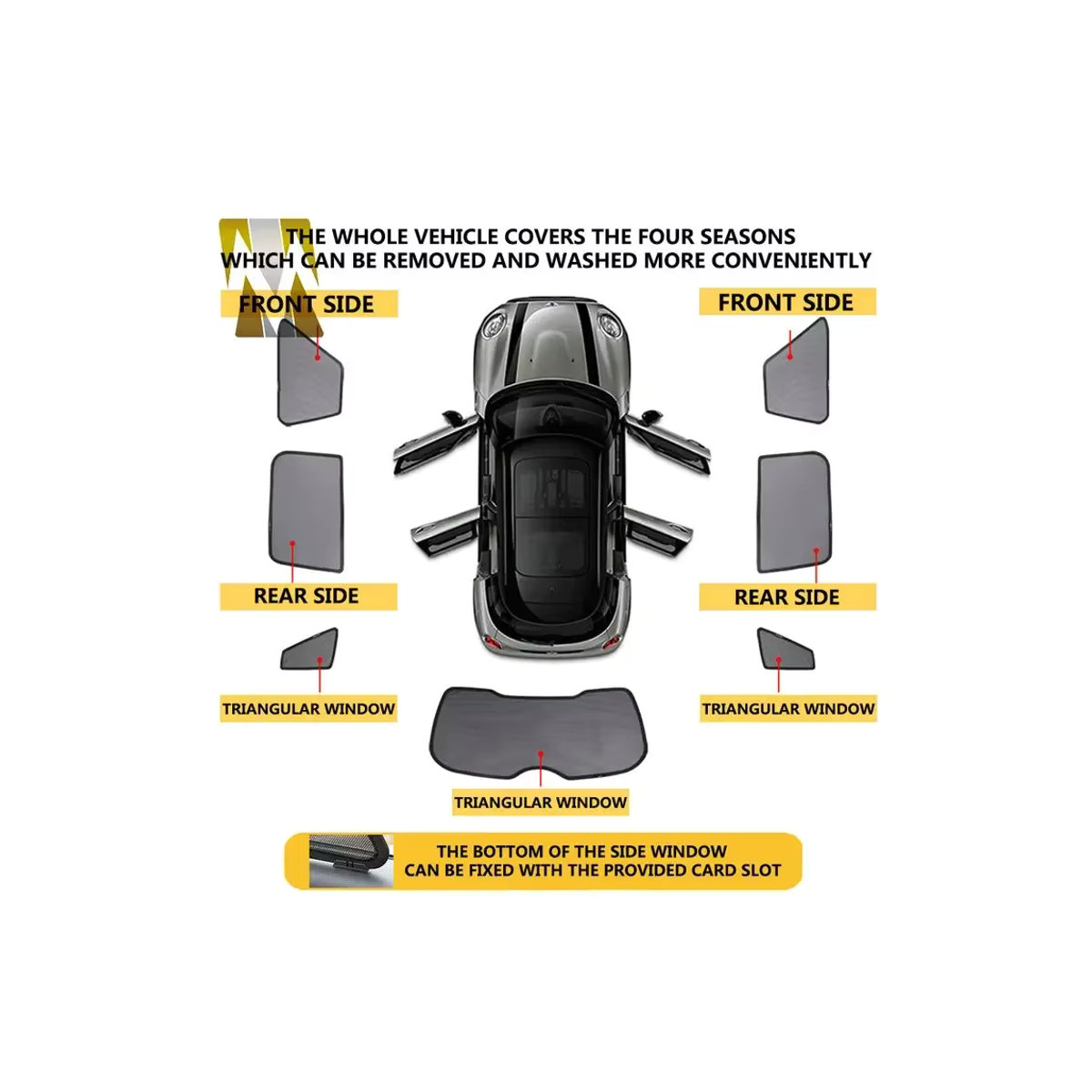 Magnetischer Sonnenschutz für Mini Cooper F54 F55 F56 F60 R60 Countryman Clubman, graues Mesh-Fenster-Sonnenschirm von Heinmo's - Bild 7