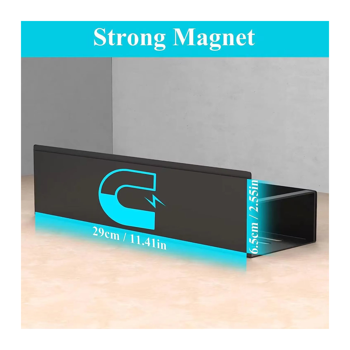 Magnetisches Gewürzregal als platzsparender Küchenorganizer und Hängender Korb in Schwarz - Bild 2