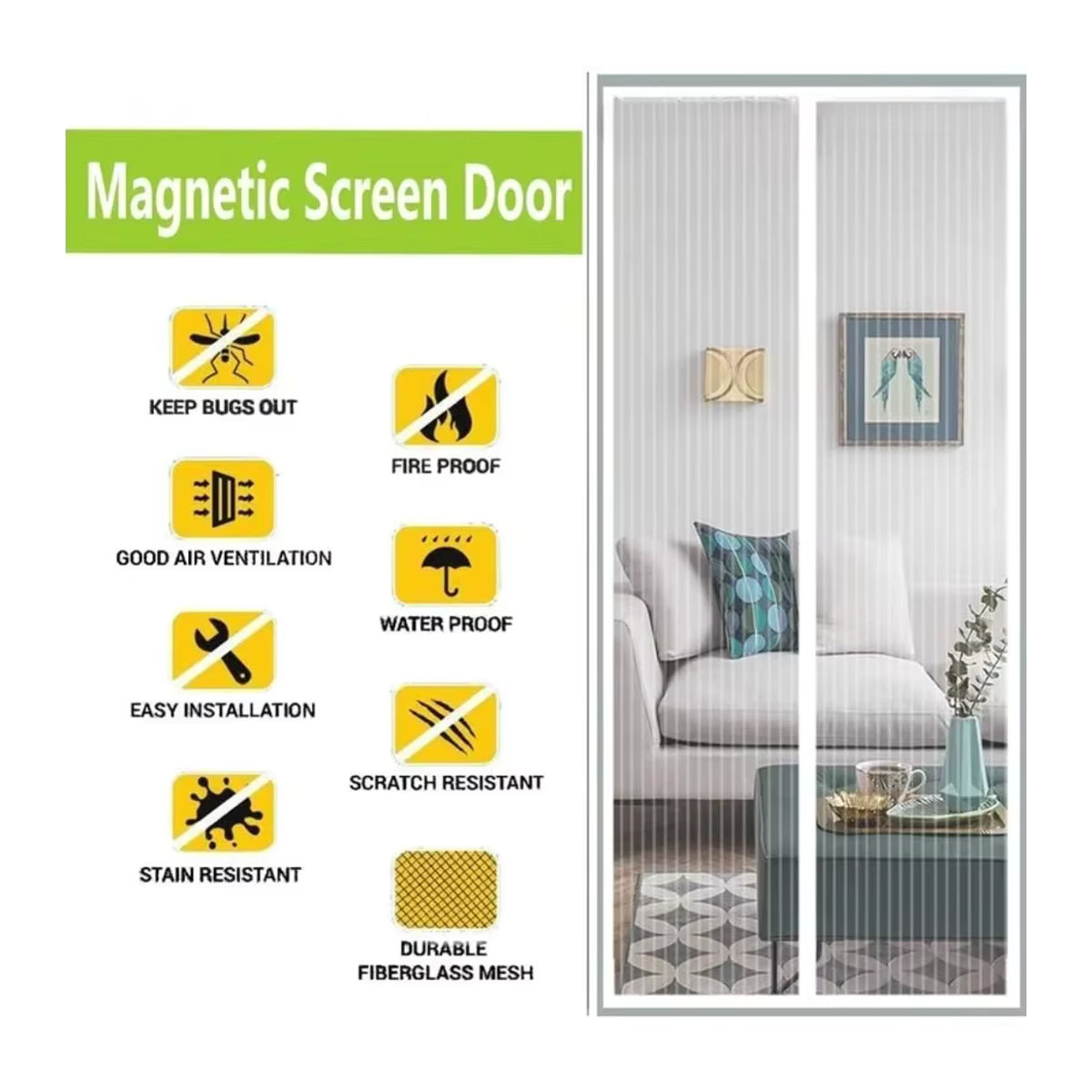 Magnetisches Moskitonetz für Tür und Fenster in Schwarz mit automatischem Schließen - Bild 2