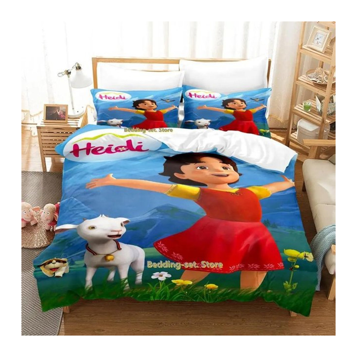 Maiden Of The Alps Bettwäsche-Kollektion Heidi mit Cartoon-Druck, Bettbezug und Kissenbezüge, B/H: 135 x 200 cm - Bild 1