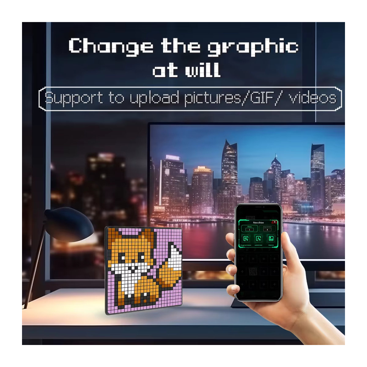 MAIMEIMI LED-Pixel-Display Kunst-Fotorahmen mit APP-Steuerung, Multicolor, 64 x 64 Pixel, elektronischer Bildschirm für Gaming-Raumdekoration - Bild 2