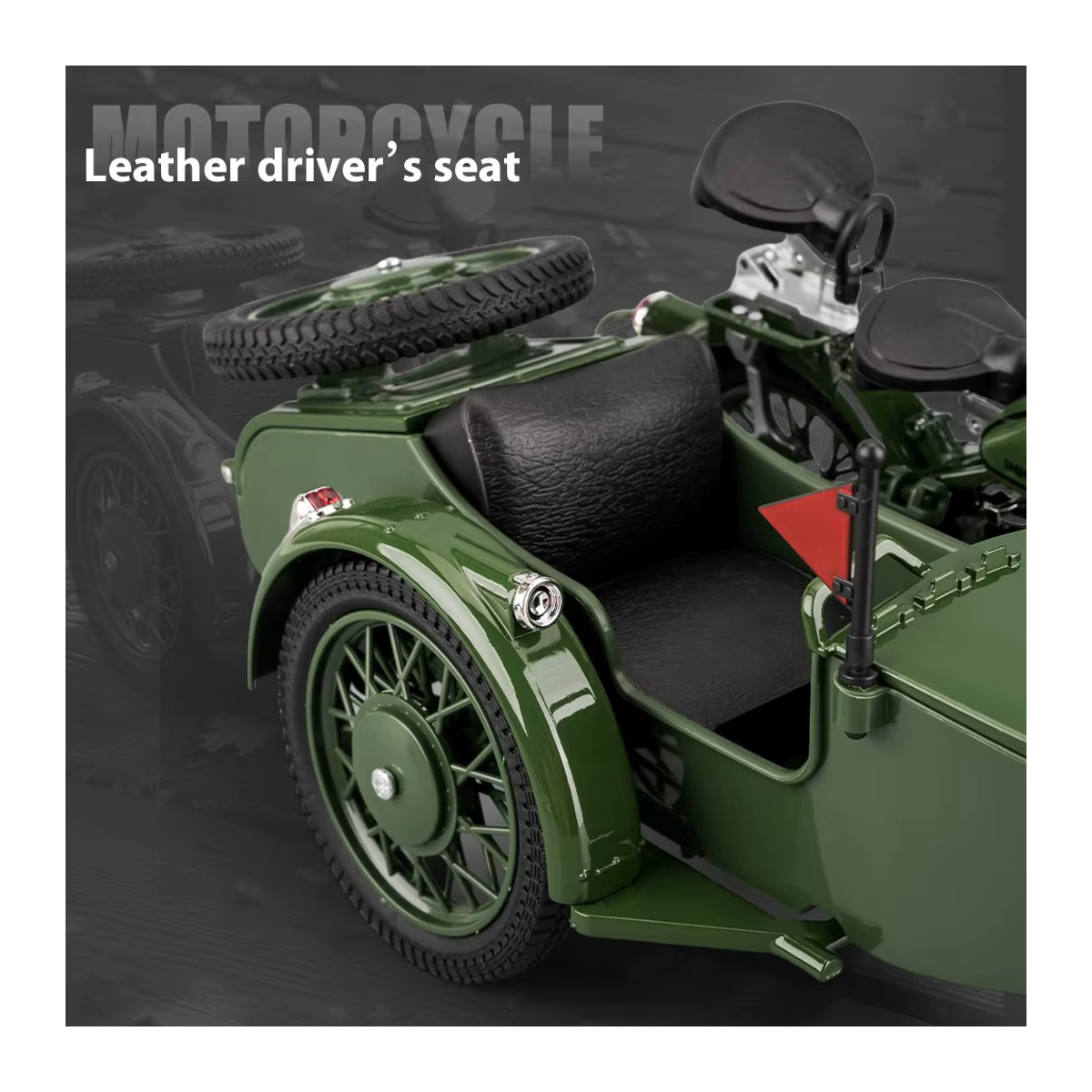 Maisto Retro-Motorradmodell 750 aus Druckguss im Maßstab 1:10, Farbe Grün - Bild 3