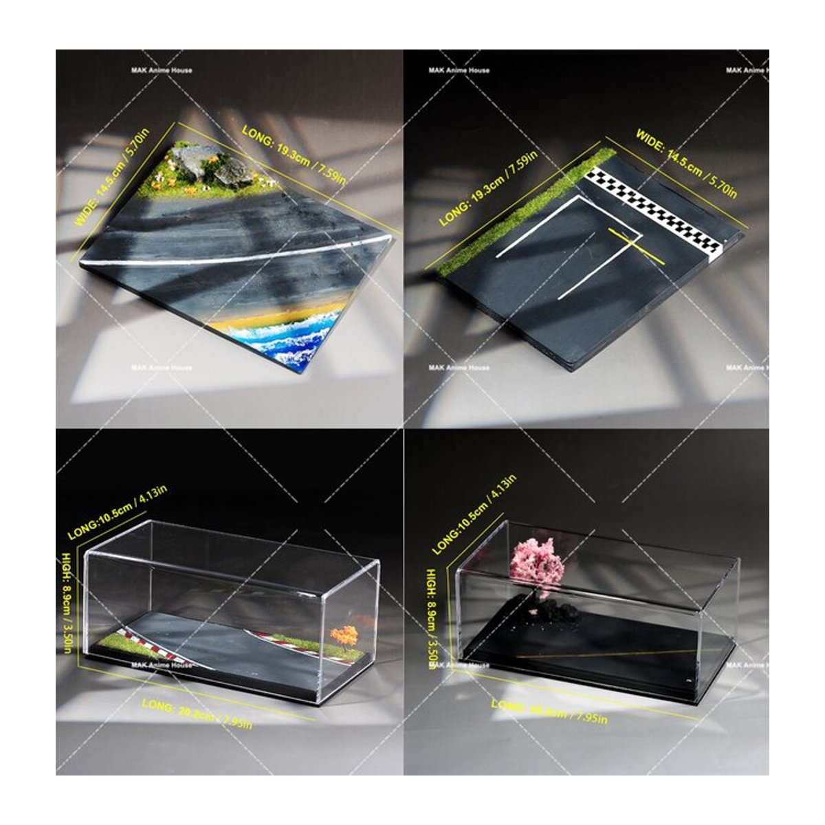 MAK 3D-Druck Diorama Autobahn und Rennbahn Szene Plattform aus Kunststoff in Grau für 1/64 und 1/43 Automodelle - Bild 1