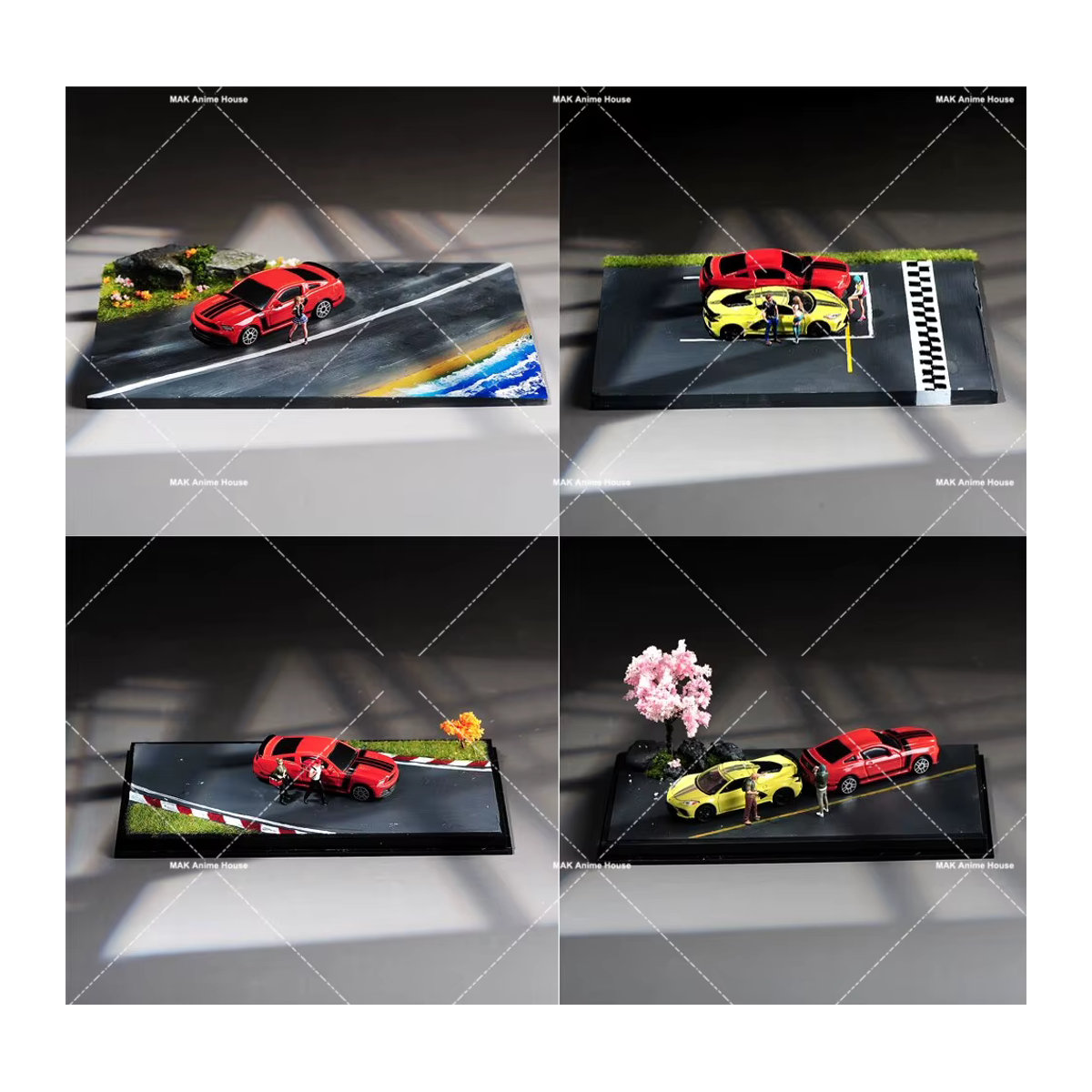 MAK 3D-Druck Diorama Autobahn und Rennbahn Szene Plattform aus Kunststoff in Grau für 1/64 und 1/43 Automodelle - Bild 2
