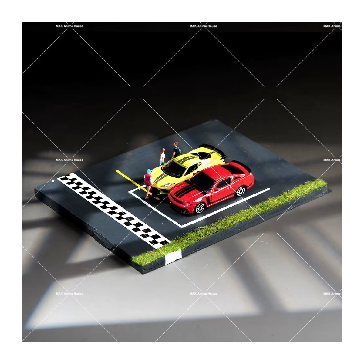 MAK 3D-Druck Diorama Autobahn und Rennbahn Szene Plattform aus Kunststoff in Grau für 1/64 und 1/43 Automodelle - Bild 4