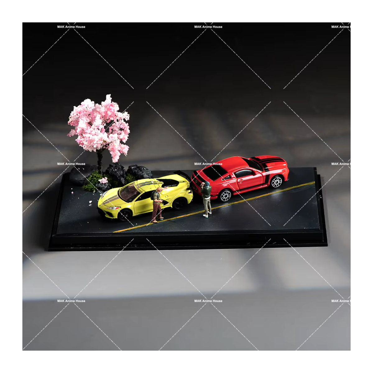 MAK 3D-Druck Diorama Autobahn und Rennbahn Szene Plattform aus Kunststoff in Grau für 1/64 und 1/43 Automodelle - Bild 5