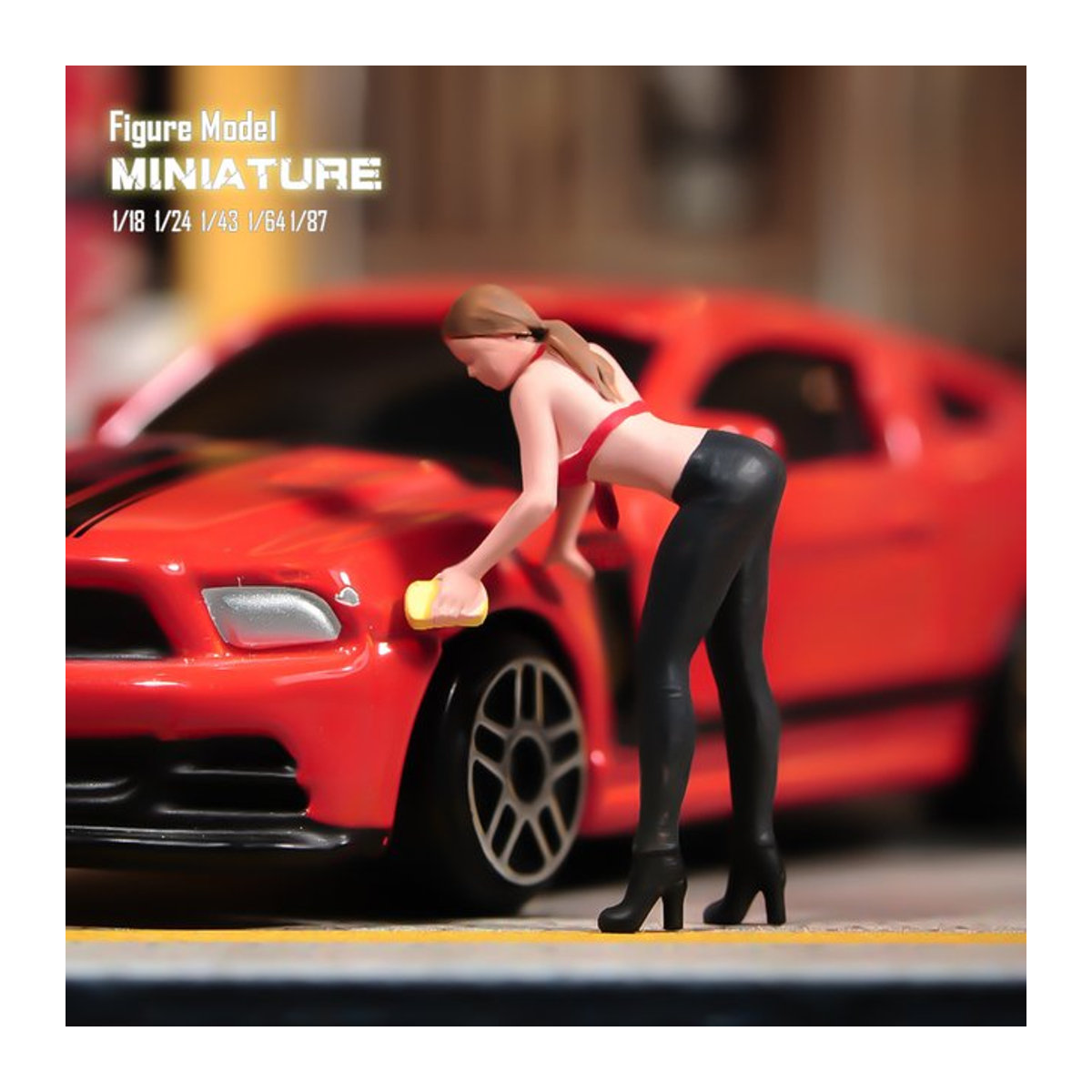 MAK Car Wash Girl Actionfigur als bemalte Miniatur für Modellbau und Landschaftsdekoration, mehrfarbig - Bild 1