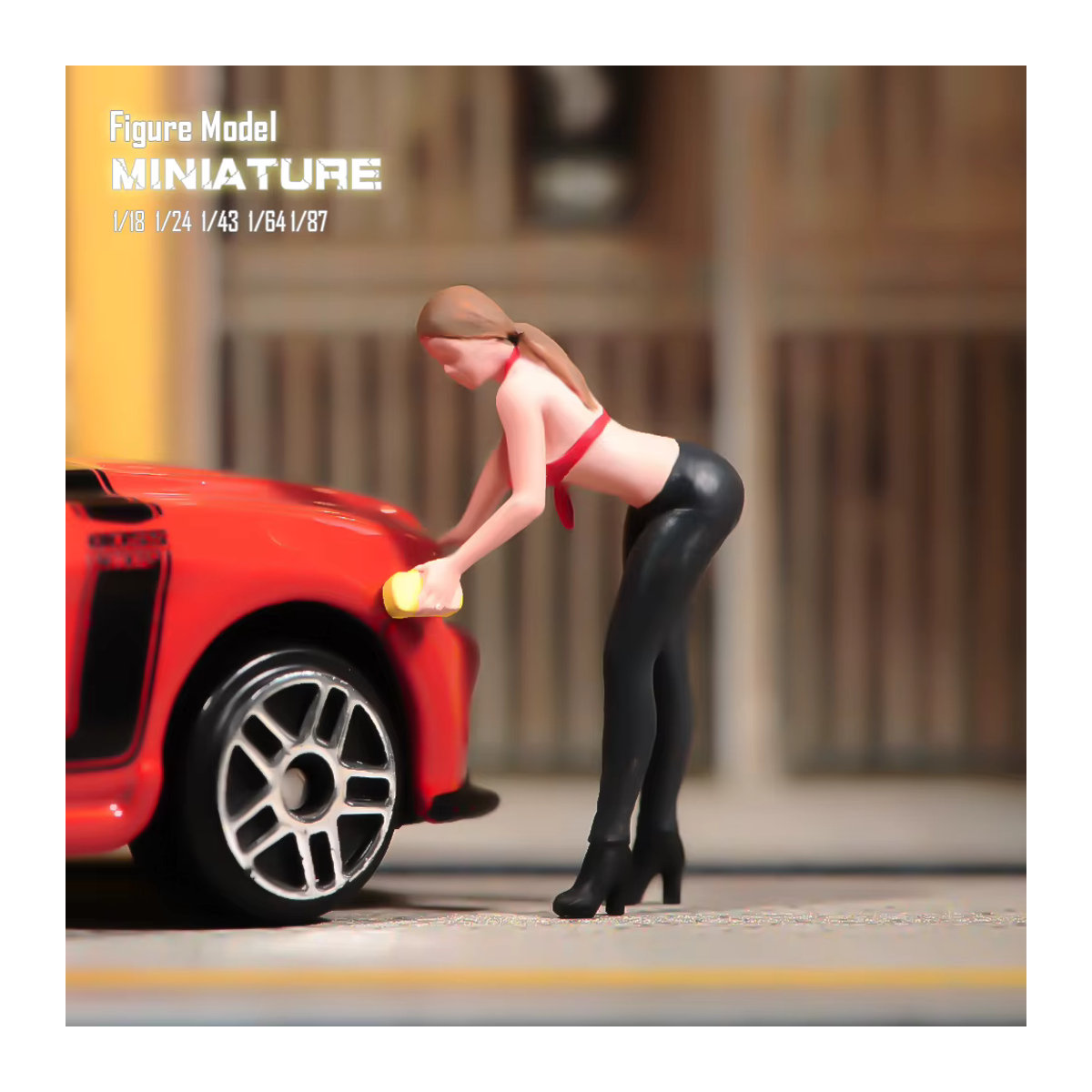 MAK Car Wash Girl Actionfigur als bemalte Miniatur für Modellbau und Landschaftsdekoration, mehrfarbig - Bild 4