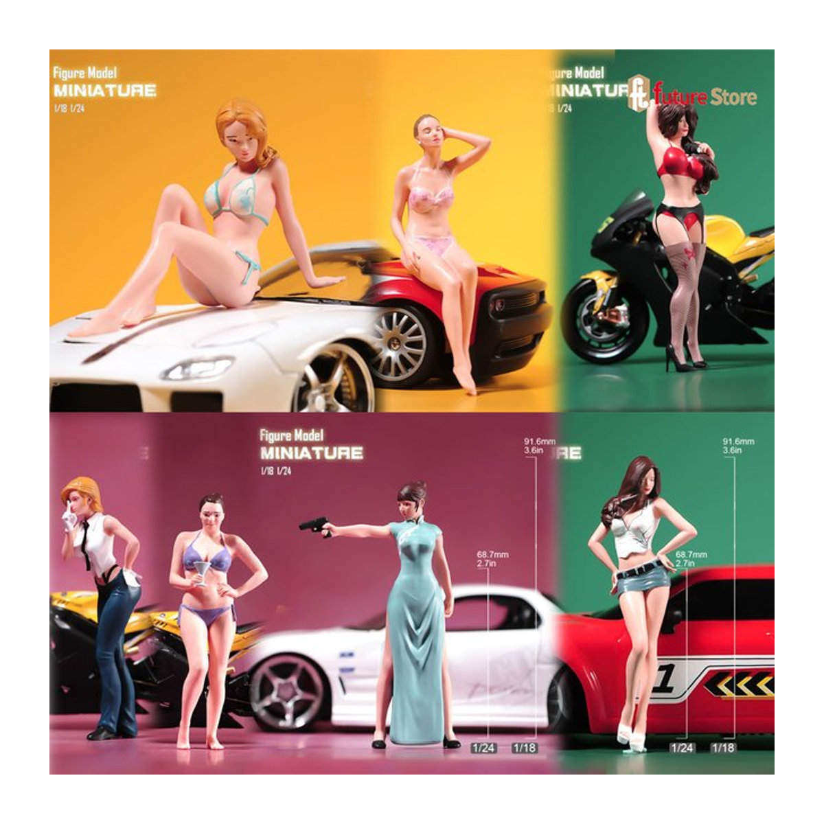 MAK Miniatur Figur Bikini Schönheit Mädchen aus Kunstharz für Diorama und Modellbau, mehrfarbig - Bild 1