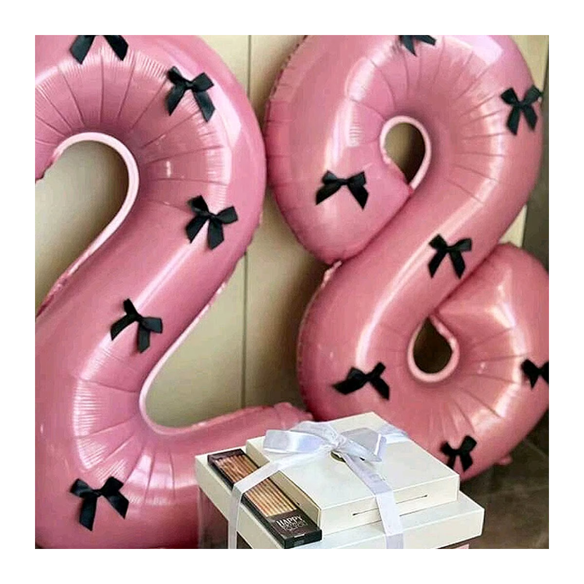 Maka Rosa Digitaler Ballon mit DIY Paste Schleife für Hochzeit, Geburtstag und Party Dekoration in Pink - Bild 2