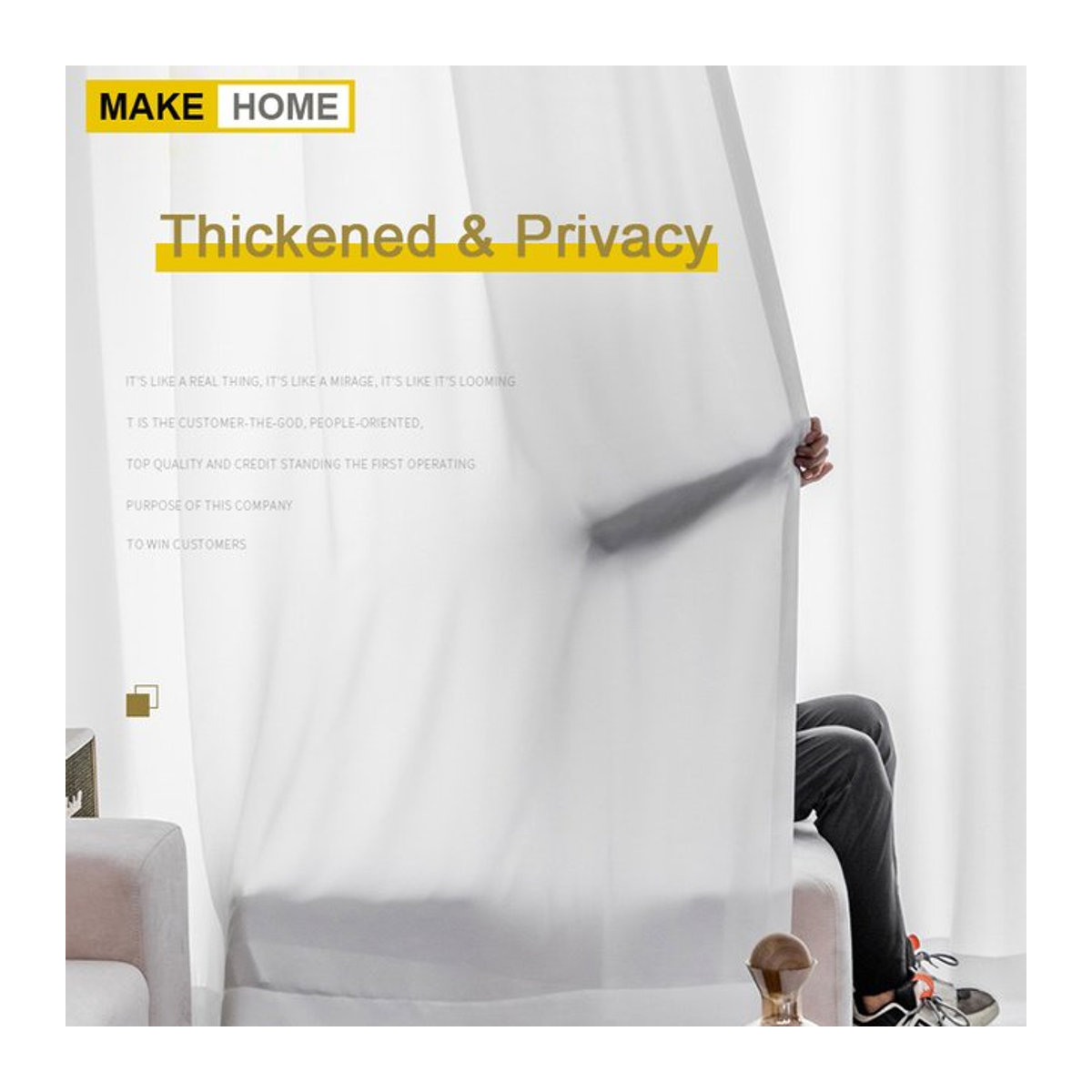 MAKEHOME Tüllvorhang Weiß Sheer Voile für Wohnzimmer und Schlafzimmer zur Dekoration und Privatsphäre - Bild 1