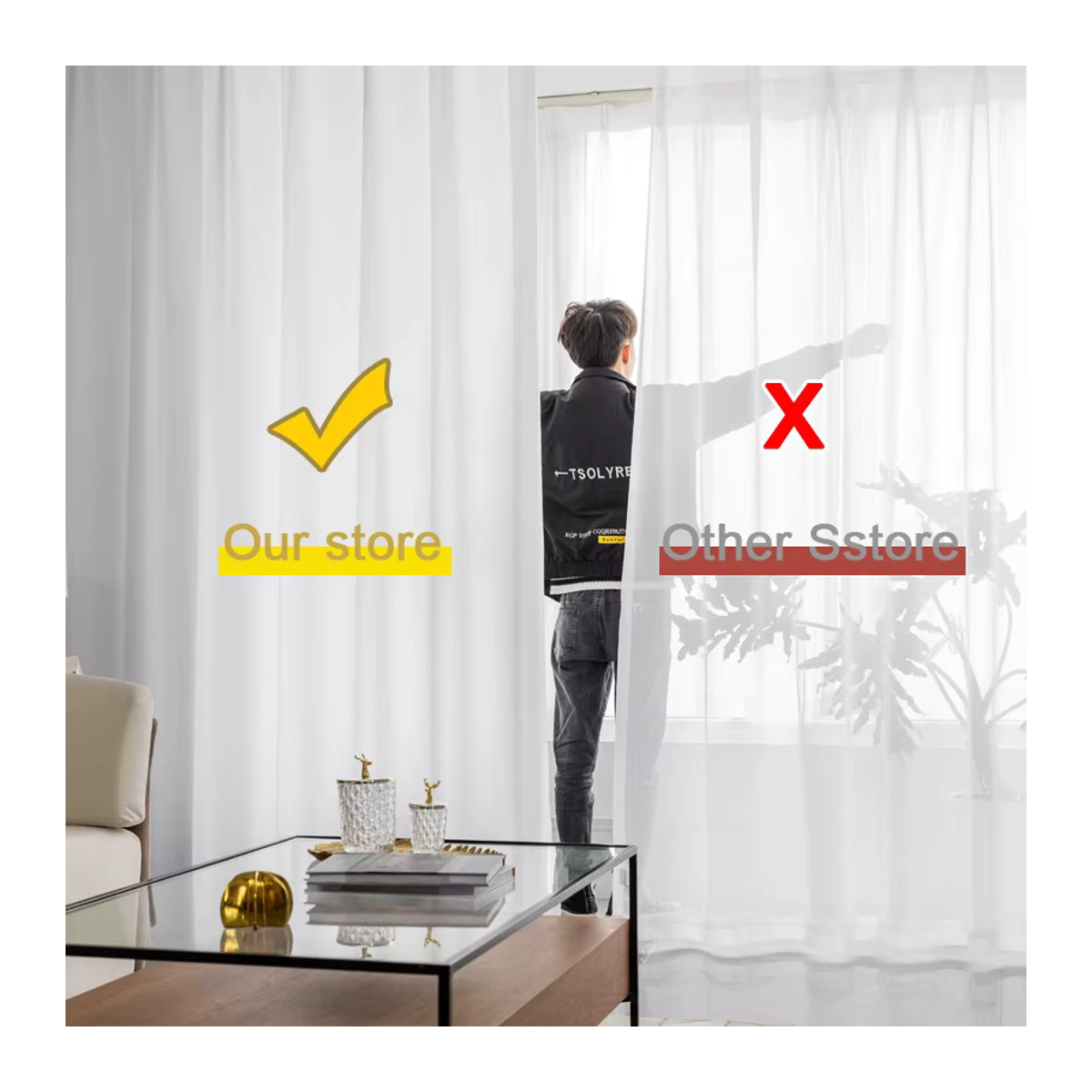 MAKEHOME Tüllvorhang Weiß Sheer Voile für Wohnzimmer und Schlafzimmer zur Dekoration und Privatsphäre - Bild 2