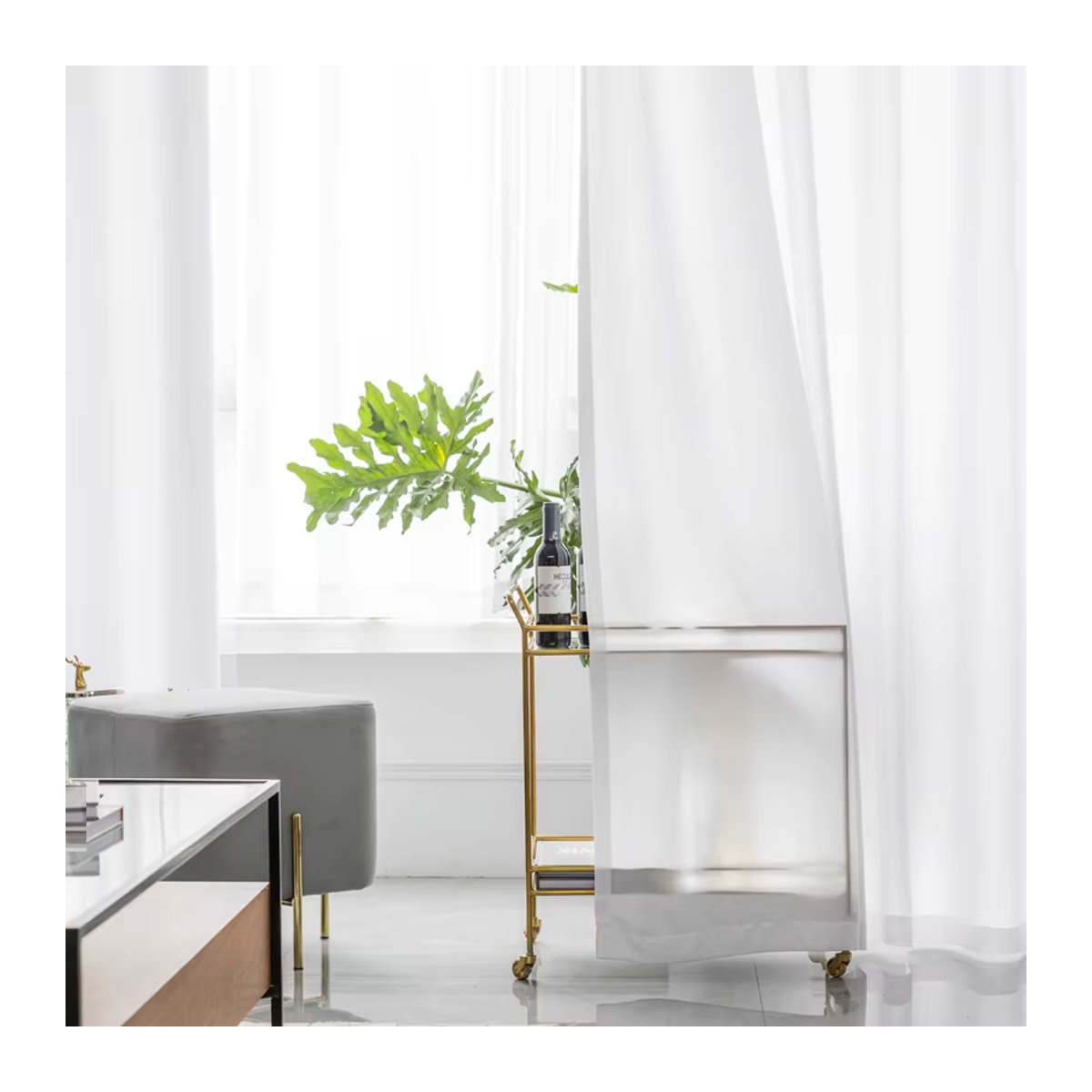 MAKEHOME Tüllvorhang Weiß Sheer Voile für Wohnzimmer und Schlafzimmer zur Dekoration und Privatsphäre - Bild 3