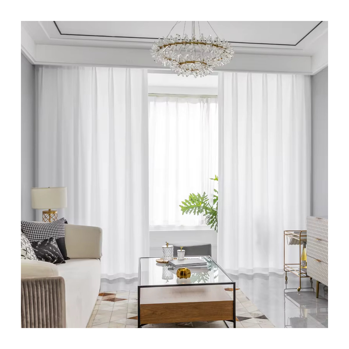 MAKEHOME Tüllvorhang Weiß Sheer Voile für Wohnzimmer und Schlafzimmer zur Dekoration und Privatsphäre - Bild 4