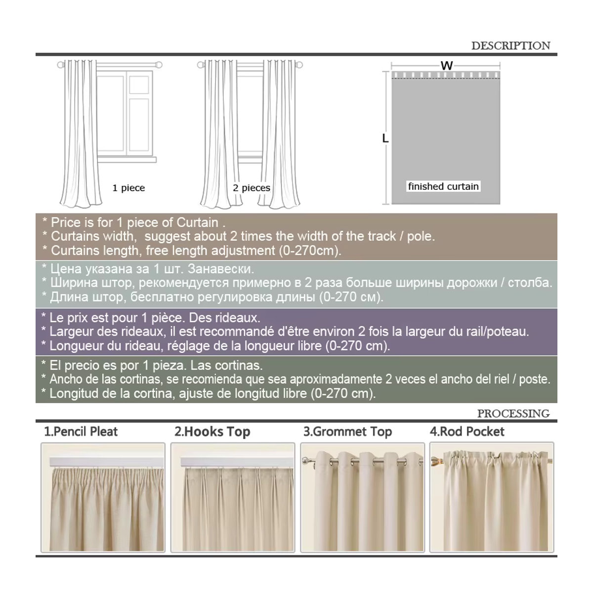 MAKEHOME Verdunkelungsvorhänge aus Leinen in Beige als Thermo-Vorhänge für Schlafzimmer, Wohnzimmer und Küche - Bild 6