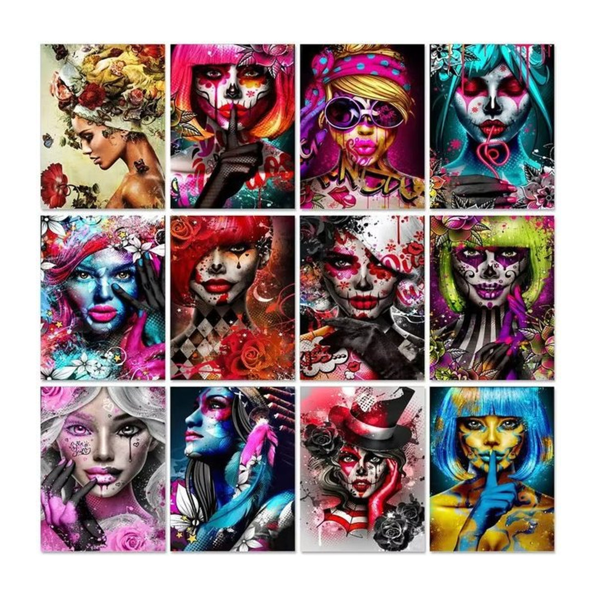 Malen nach Zahlen Set mit Acrylfarben und Leinwand von Potdemiel, Motiv Frauenfigur in Multicolor, DIY Kunstprojekt für Erwachsene - Bild 1