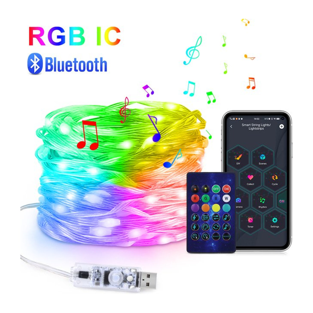 MALITAI RGBIC LED-Lichtleiste, programmierbare und adressierbare WS2812 RGB LED-Lichterkette mit USB 5V für deine Weihnachtsdekoration - Bild 1