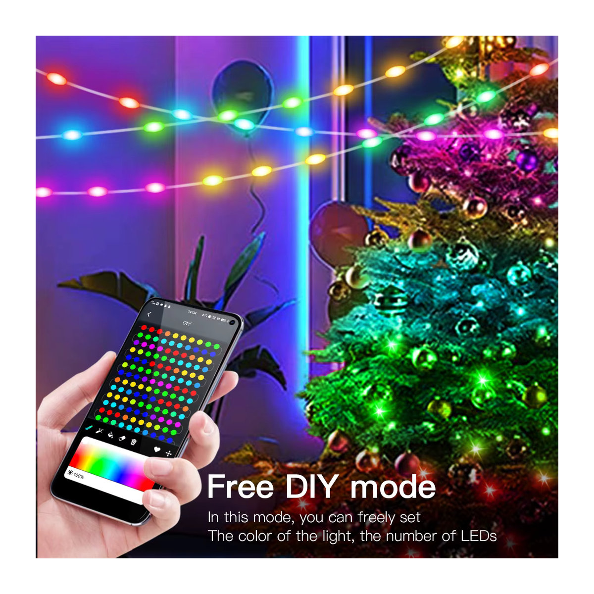 MALITAI RGBIC LED-Lichtleiste, programmierbare und adressierbare WS2812 RGB LED-Lichterkette mit USB 5V für deine Weihnachtsdekoration - Bild 2