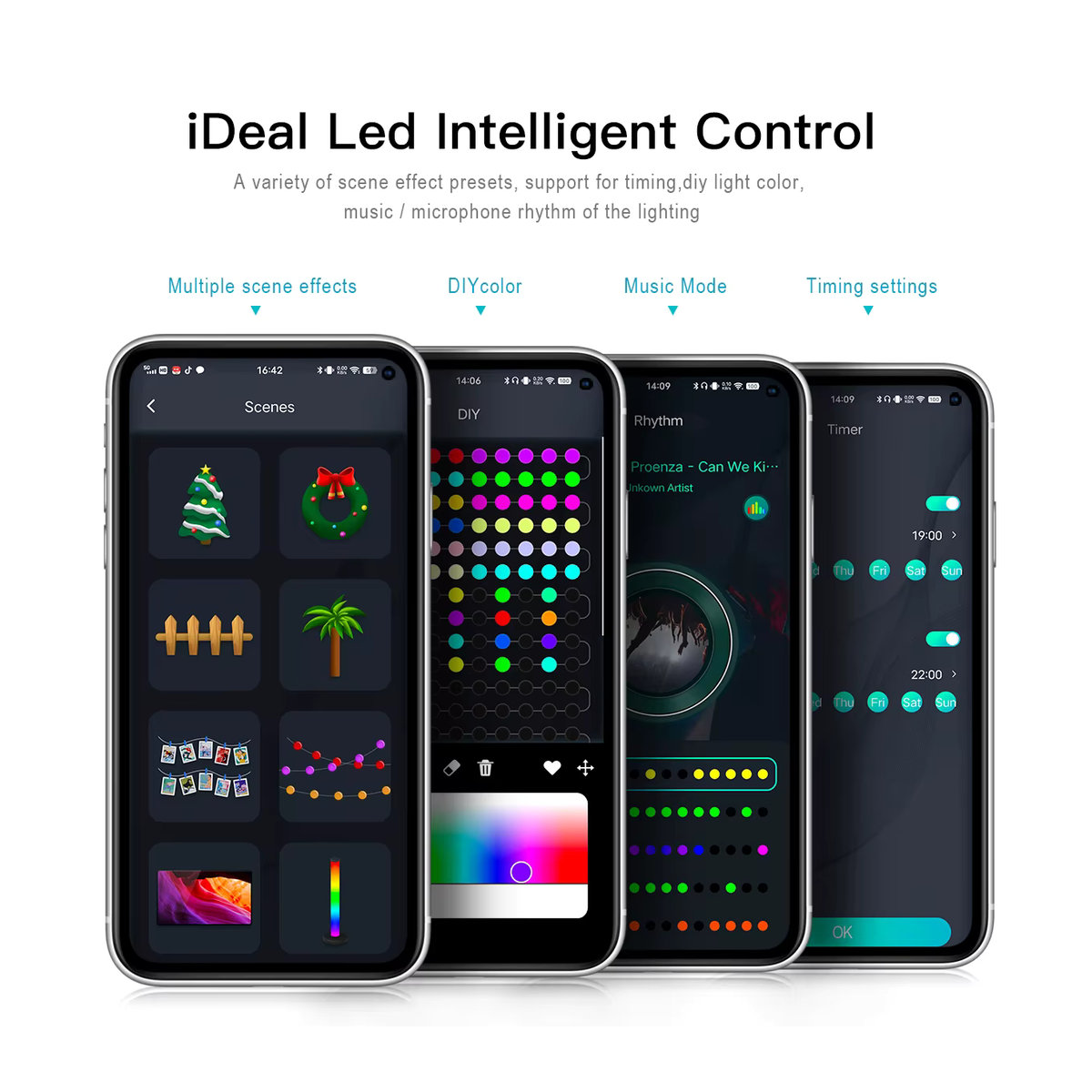 MALITAI RGBIC LED-Lichtleiste, programmierbare und adressierbare WS2812 RGB LED-Lichterkette mit USB 5V für deine Weihnachtsdekoration - Bild 3