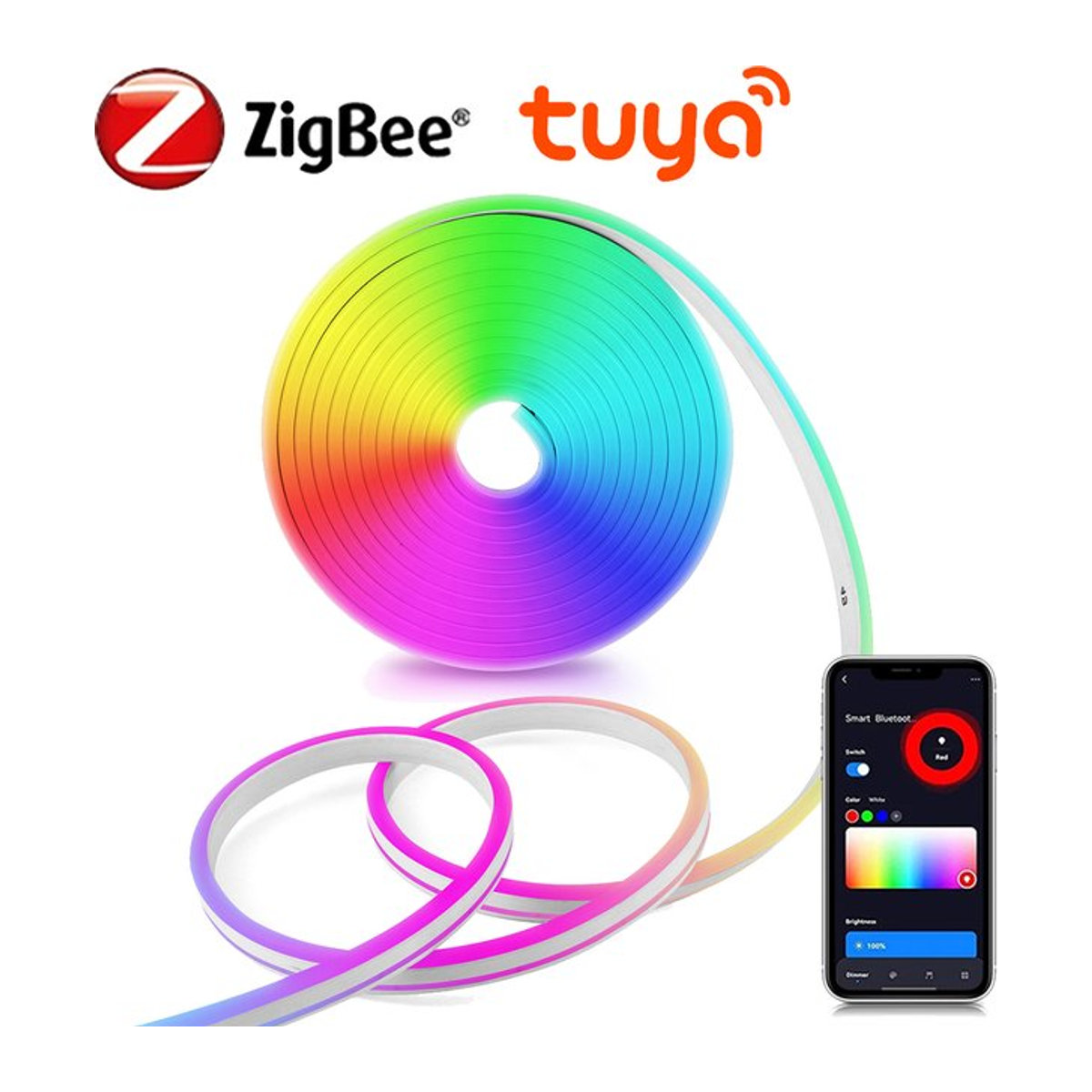 MALITAI Zigbee Tuya Smart RGB LED Neon Streifen, wasserdichter flexibler LED-Streifen für deine Raumdekoration, USB 5V - Bild 1