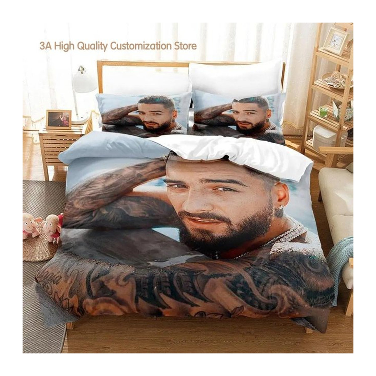 Maluma Bettwäsche-Set mit 3D-Druck für Einzelbetten, 3-teiliges Bettbezug-Set, B/H: 135 x 200 cm - Bild 1