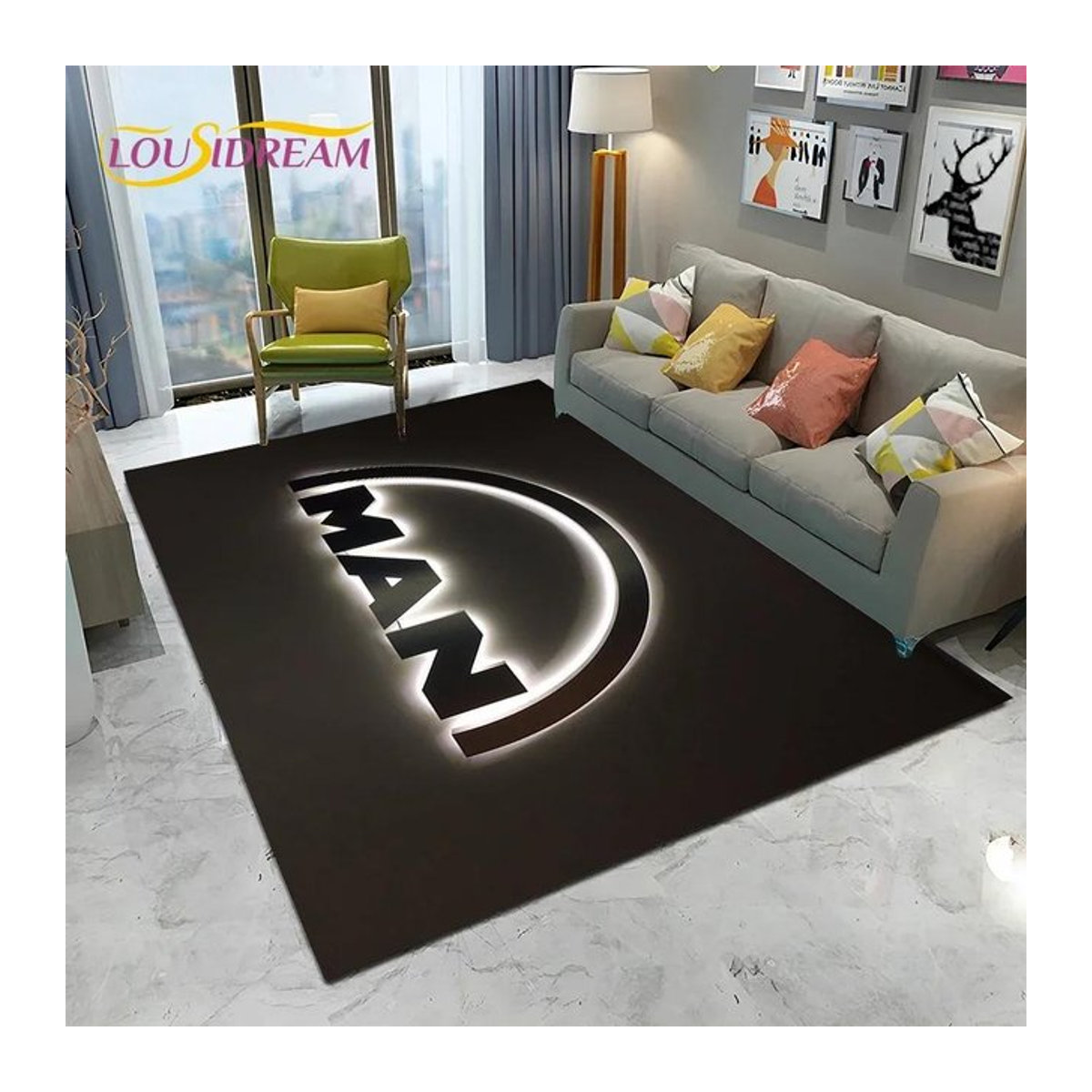 MAN Truck Logo Serie Druckteppich für Wohnzimmer und Schlafzimmer B: 160 cm, T: 80 cm - Bild 1