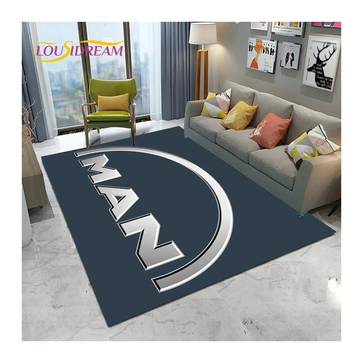 MAN Truck Logo Serie Druckteppich für Wohnzimmer und Schlafzimmer B: 160 cm, T: 80 cm - Bild 1