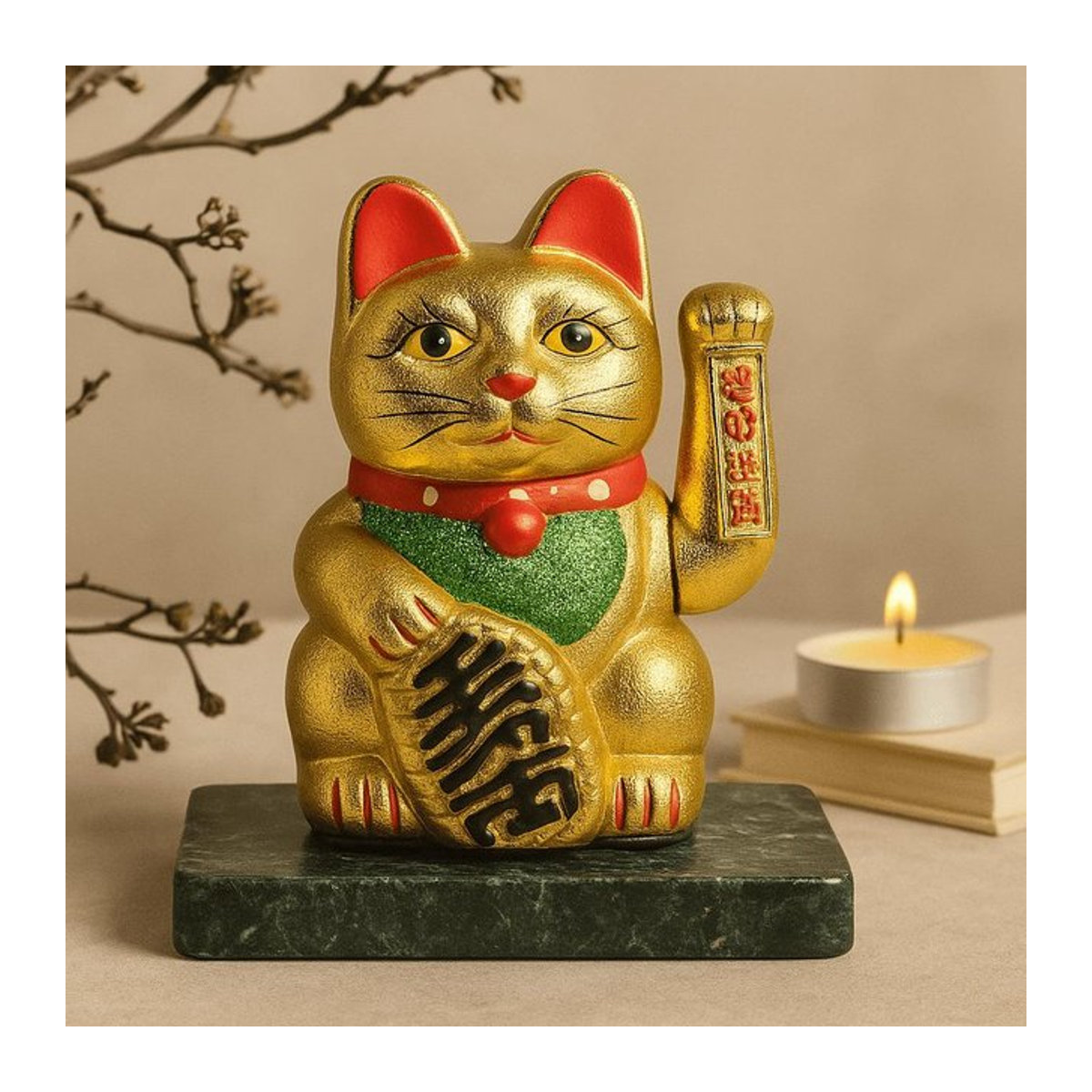 Maneki Neko Glücksbringernde Geldkatze von SHAMTAM in Gold aus Keramik - Bild 1