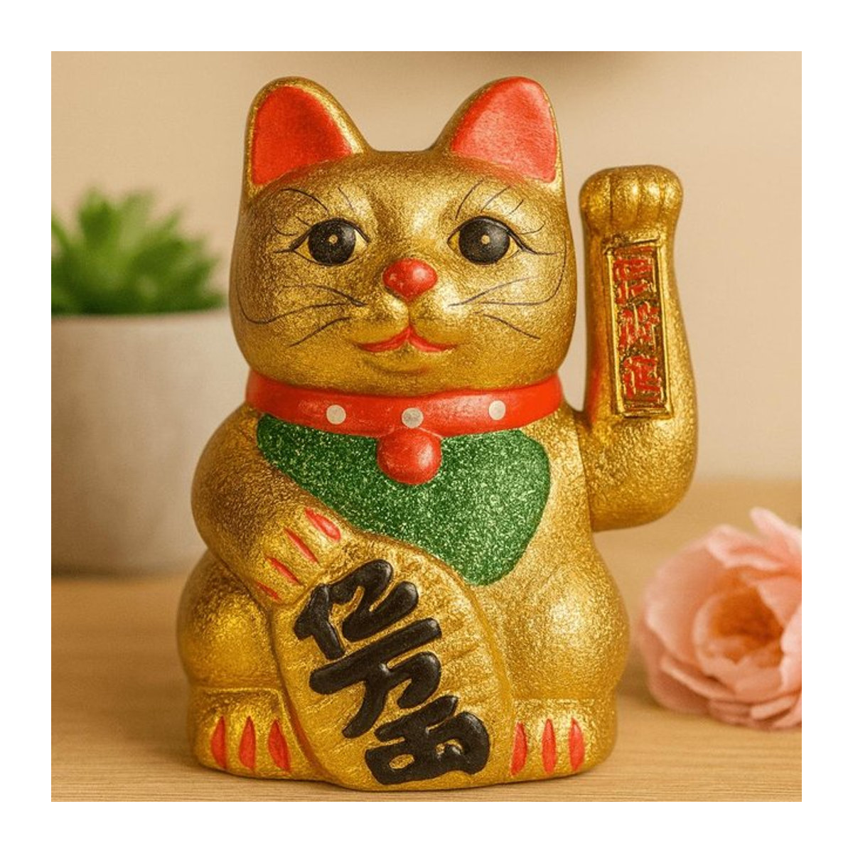 Maneki Neko Glückskatzen-Figur von SHAMTAM in Gold aus Metall - Bild 1