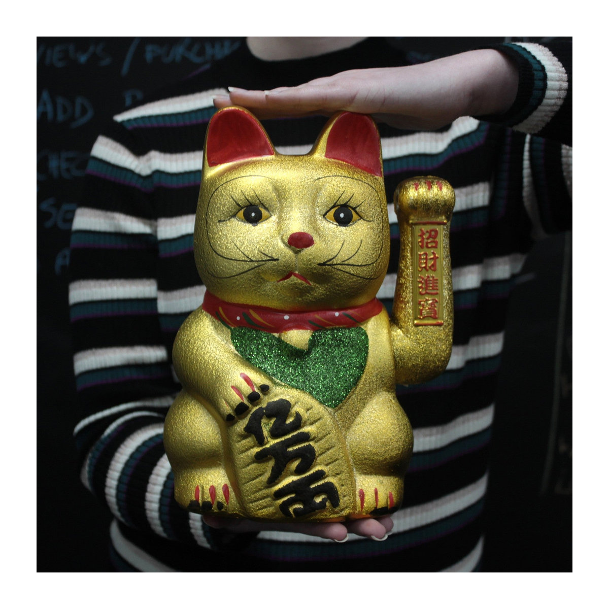 Maneki Neko Glückskatzen-Figur von SHAMTAM in Gold aus Metall - Bild 4