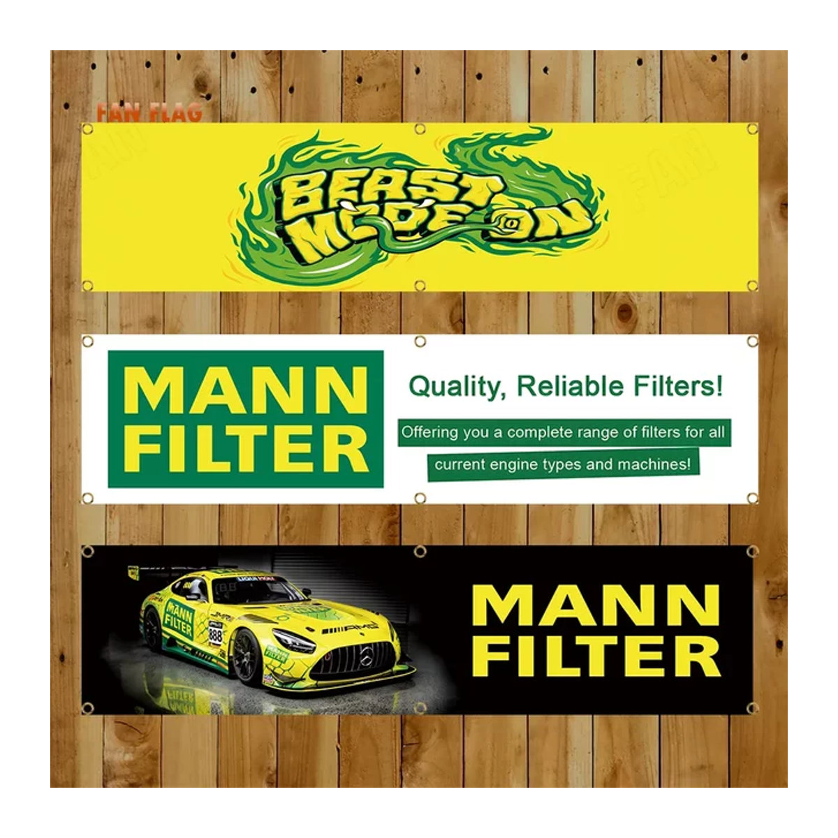 Mann Filter Banner Flagge aus Polyester, mehrfarbig, B: 60 cm, H: 240 cm - Bild 1