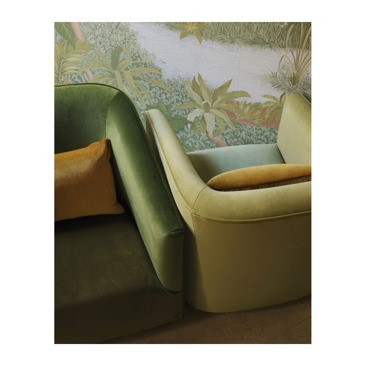 Manuel Canovas Wandbild Borneo - Printemps Motiv mit Blumen, Blättern und Tieren in Grün, Blau und Mehrfarbig als floraler Print im Querformat - Bild 2