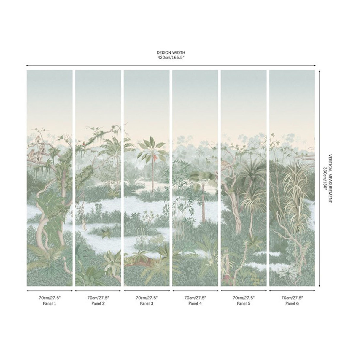 Manuel Canovas Wandbild Borneo Vert de Gris mit Flora und Fauna in Grau Grün Blau - Bild 2