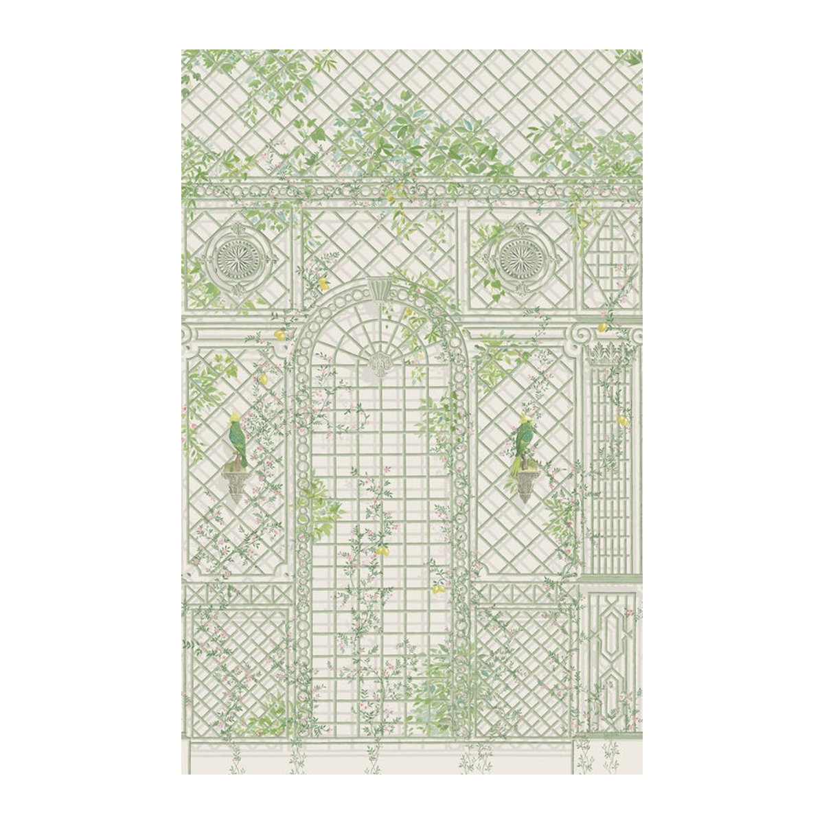 Manuel Canovas Wandbild L'Orangerie Mastic in Querformat mit floralem Motiv und Vögeln, mehrfarbig in Beige und Grün - Bild 1
