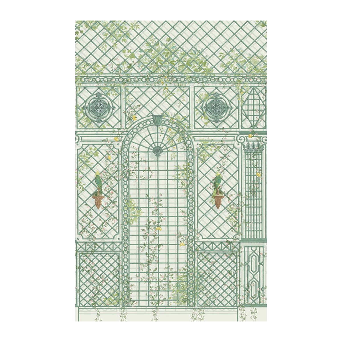 Manuel Canovas Wandbild L'Orangerie - Paon Motiv mit Blumen und Vögeln in Blau und Grün - Bild 1