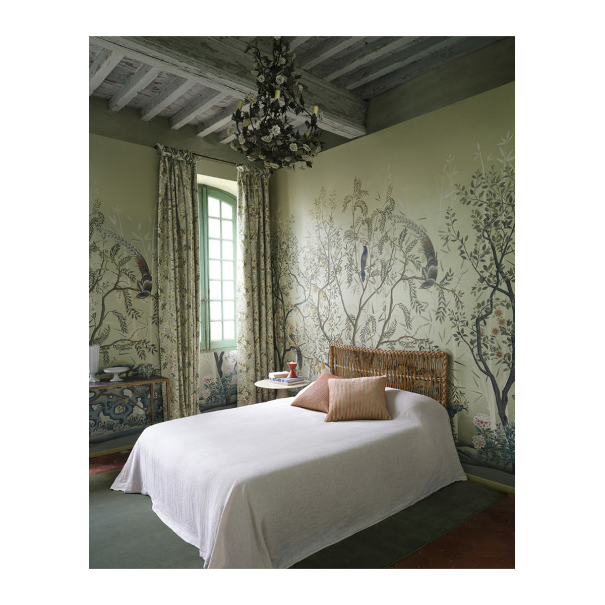 Manuel Canovas Wandbild La Voliere Aqua - Klassisches Motiv mit Vögeln und Blumen in Blau und Mehrfarbig - Bild 1