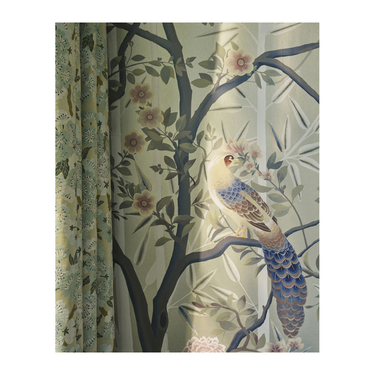 Manuel Canovas Wandbild La Voliere Aqua - Klassisches Motiv mit Vögeln und Blumen in Blau und Mehrfarbig - Bild 2