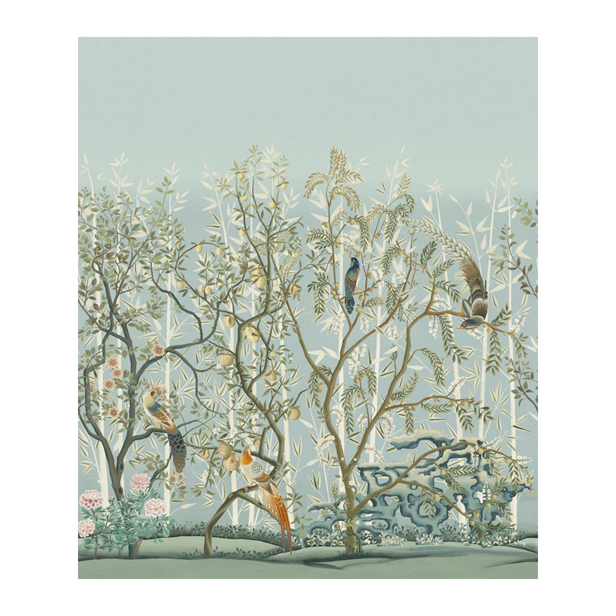 Manuel Canovas Wandbild La Voliere Aqua - Klassisches Motiv mit Vögeln und Blumen in Blau und Mehrfarbig - Bild 3