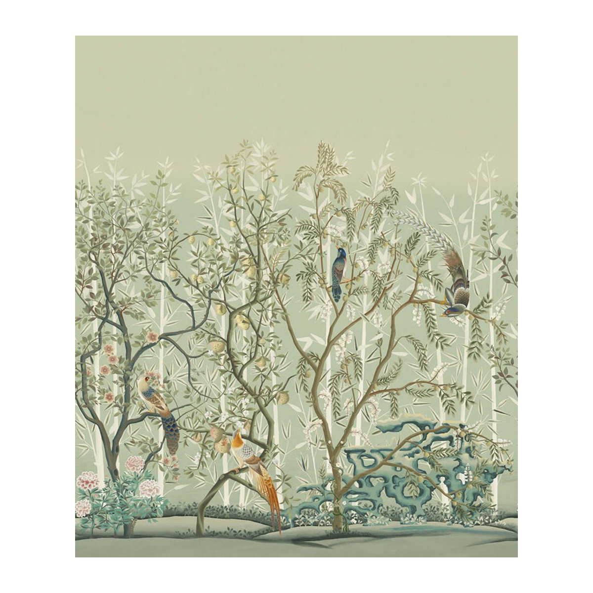 Manuel Canovas Wandbild La Voliere - Laurier in Grün und Mehrfarbig mit floralem und tierischem Motiv - Bild 1