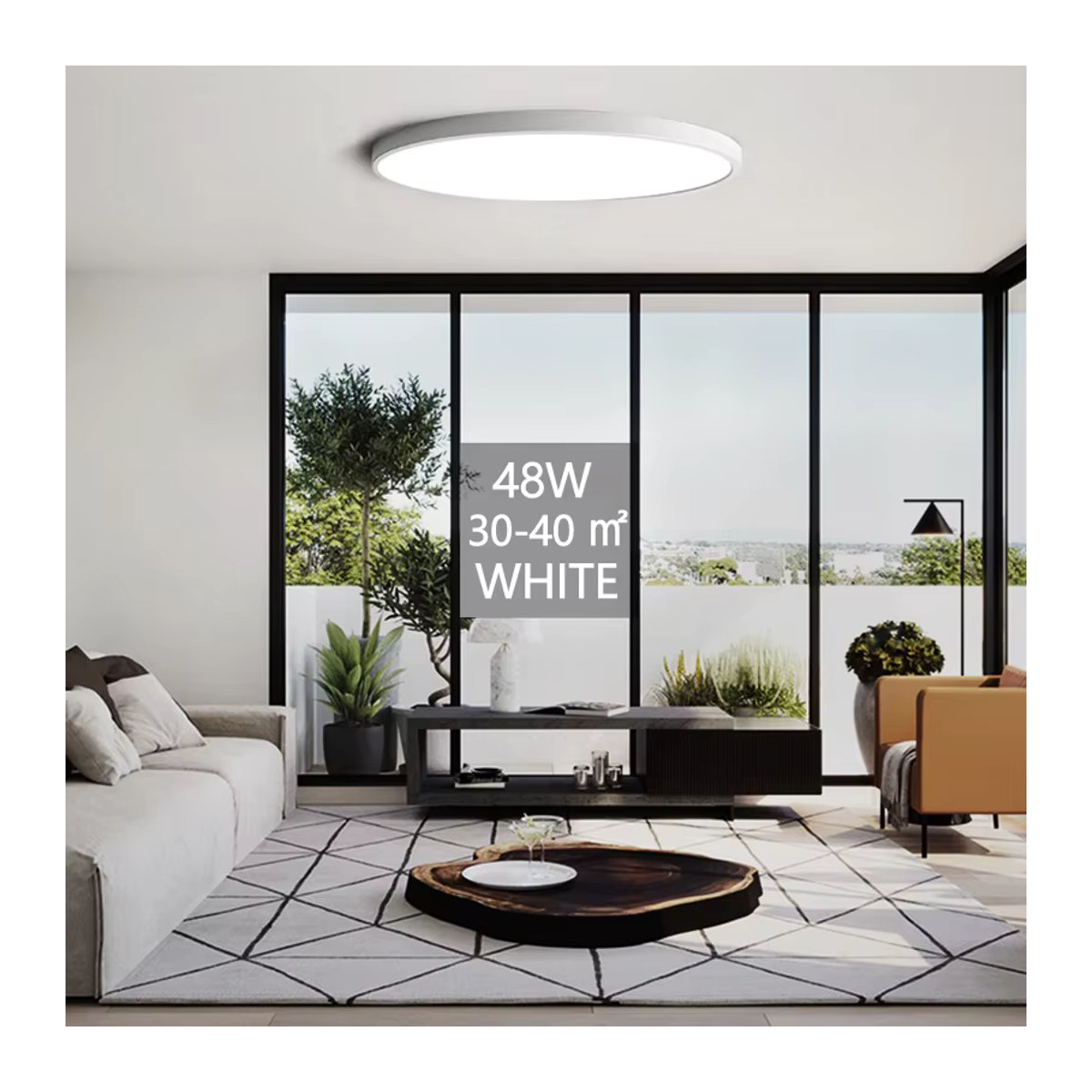 MANVIV LIGHTING LED Deckenleuchte Schwarz, 48 W, dimmbar per App oder Fernbedienung, minimalistisches Design für Wohnzimmer und Schlafzimmer, Durchmesser: 50 cm - Bild 3