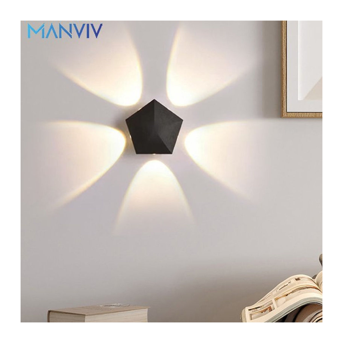 MANVIV LIGHTING Moderne LED Wandleuchte in Blumenform aus Kunststoff in Schwarz - Bild 1