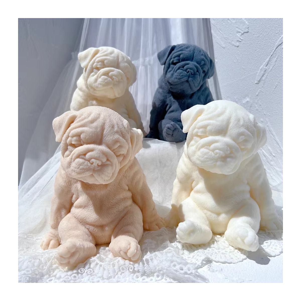 MANYDAY Figurenkerze Bulldogge Welpe aus Sojawachs, mehrfarbig - Bild 4