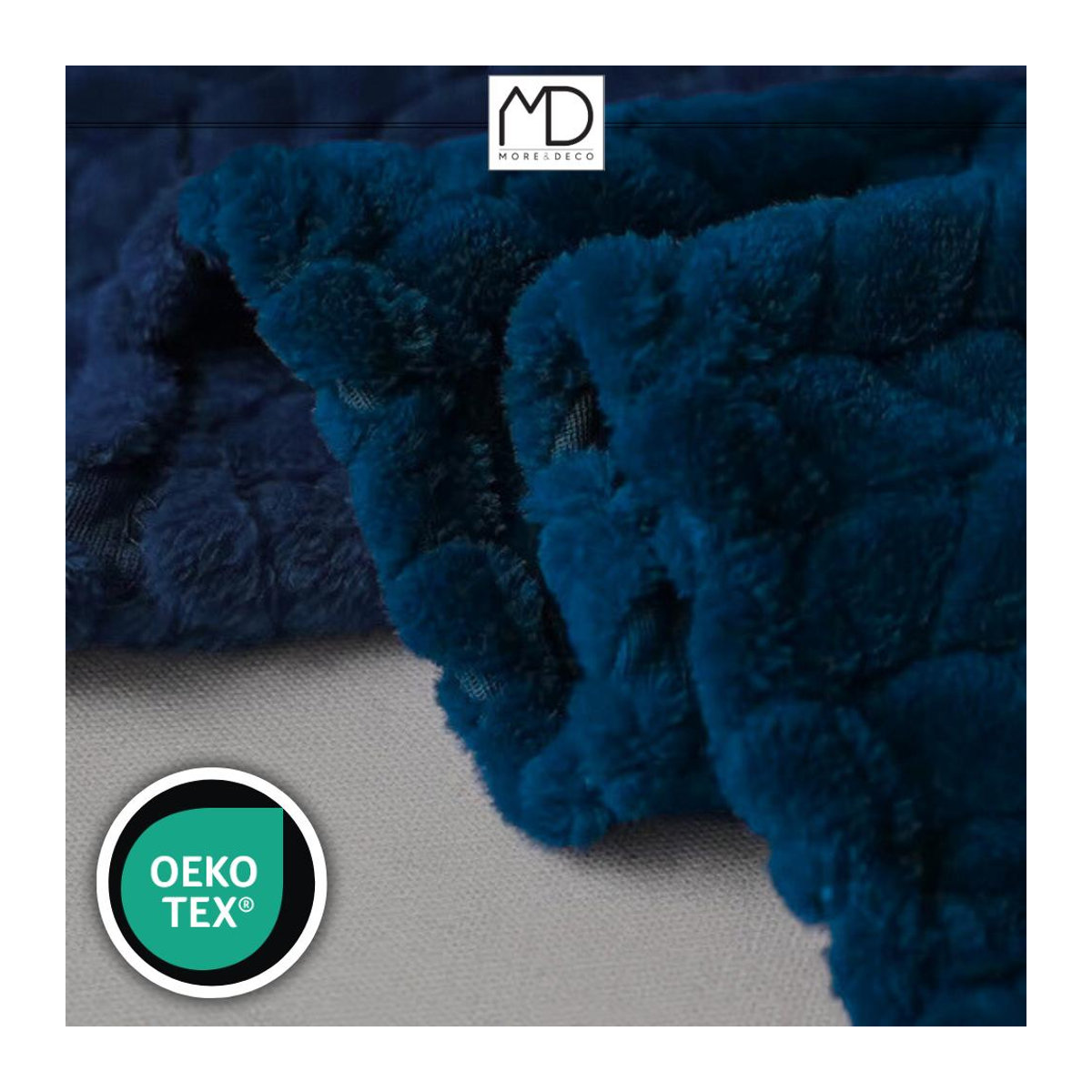 Marineblaue geprägte Polyester-Kuscheldecke für Wärme und Dekoration B/B: 200 x 220 cm - Bild 8