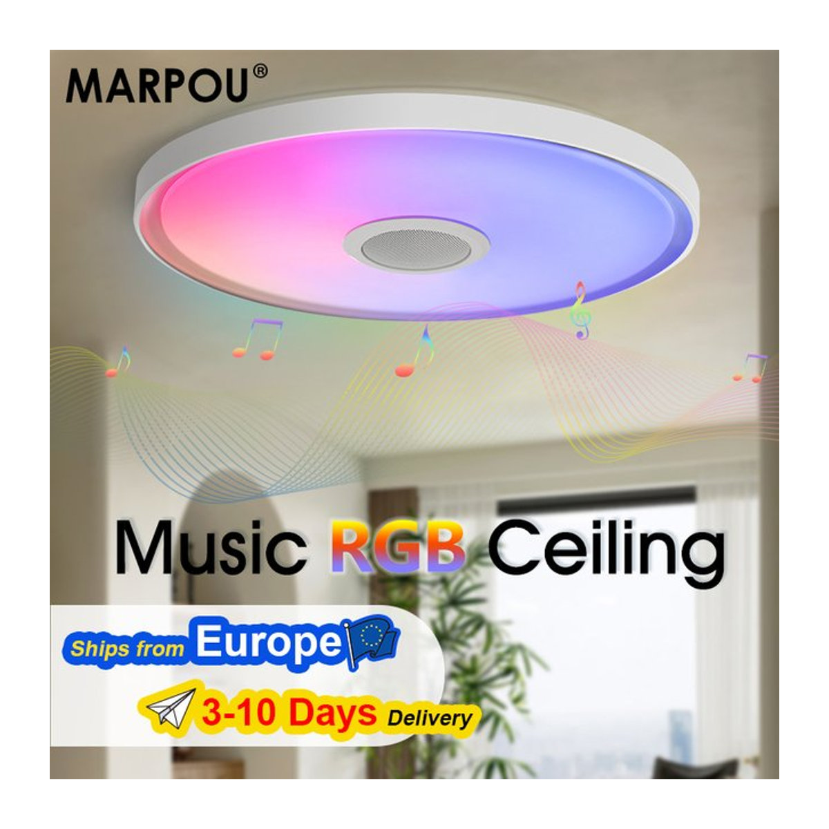 MARPOU LED Deckenlampe Modern RGB Bunt mit App-Steuerung und Musikfunktion für Smart Home - Bild 1
