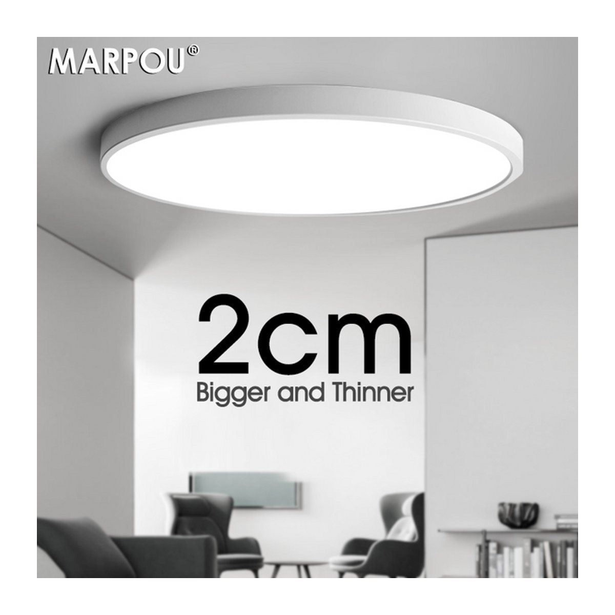 MARPOU Moderne LED-Deckenleuchte in Weiß, 38 W, ultradünnes Design für die Innenbeleuchtung - Bild 1