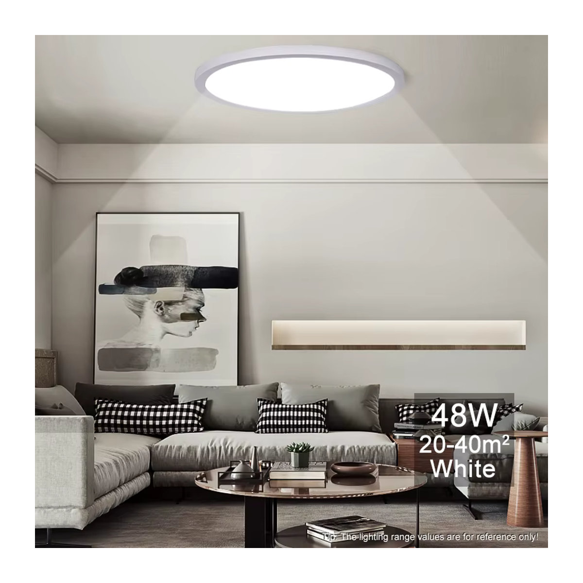 MARPOU Moderne LED-Deckenleuchte in Weiß, 38 W, ultradünnes Design für die Innenbeleuchtung - Bild 3