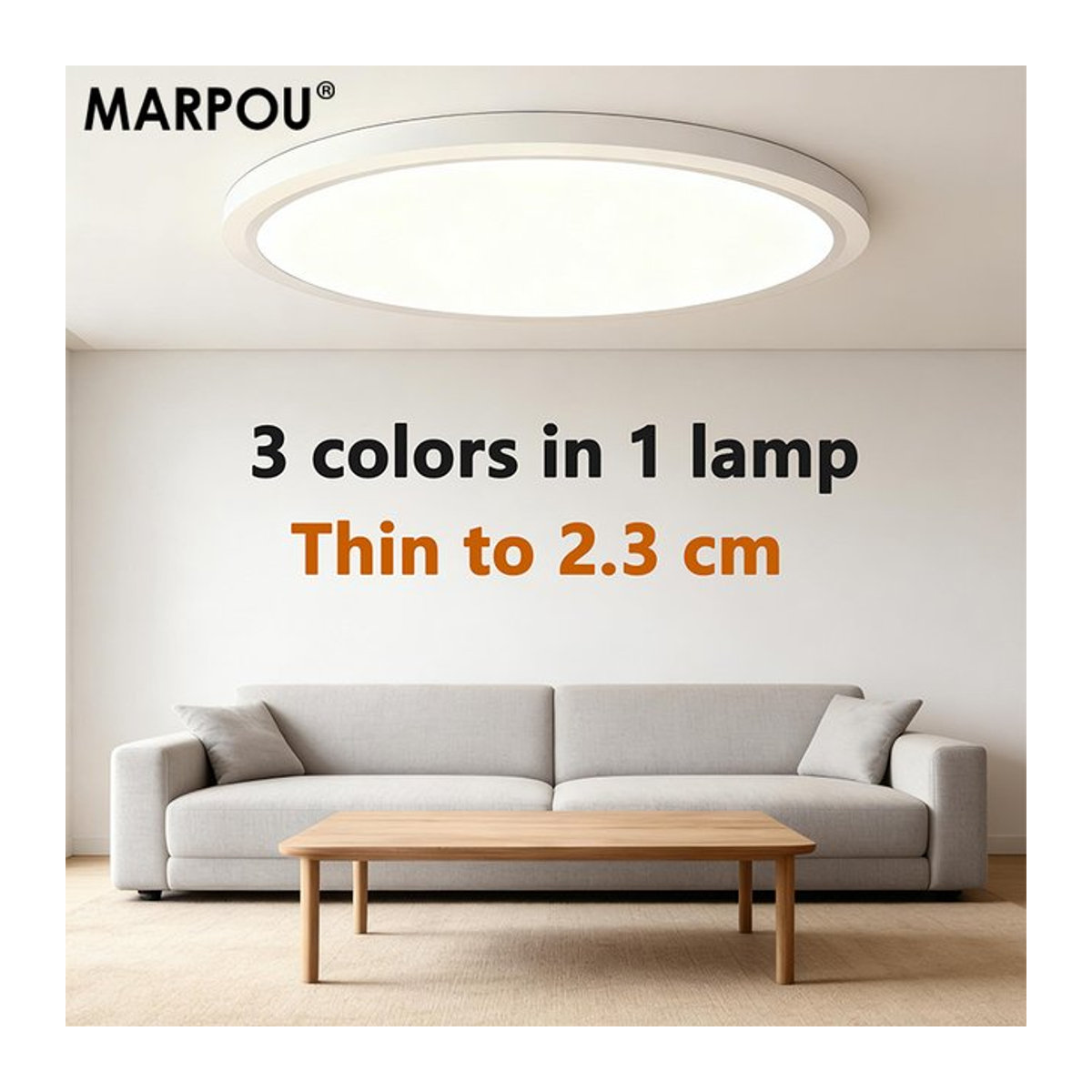 MARPOU Moderne LED Deckenleuchte in Weiß, minimalistisches Design, 44 W, Durchmesser: 50 cm - Bild 1