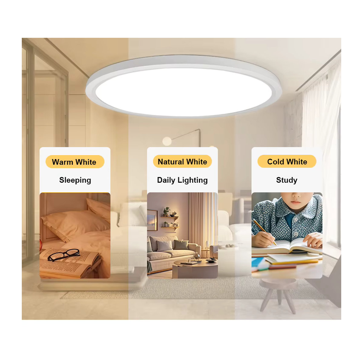 MARPOU Moderne LED Deckenleuchte in Weiß, minimalistisches Design, 44 W, Durchmesser: 50 cm - Bild 4